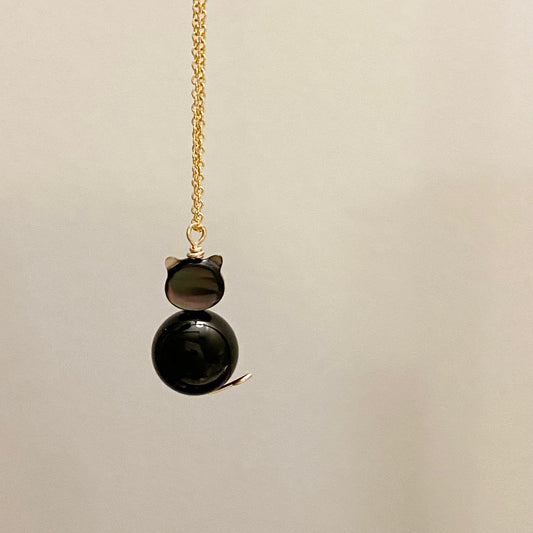 Fat Black Cat Necklace